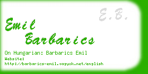 emil barbarics business card